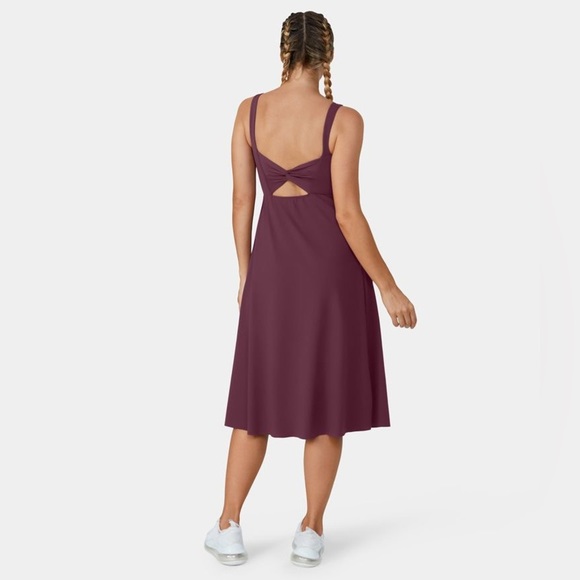 NWT HALARA Backless Cut Out Pocket Split Hem women’s Midi Dress small exercise - Picture 4 of 11